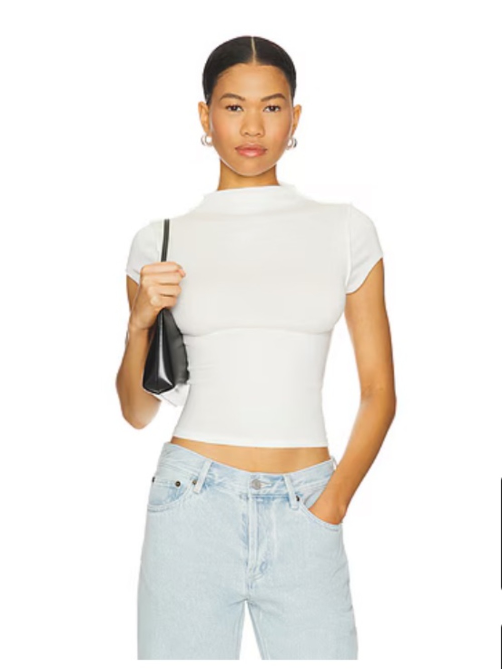 Free People Ivory Mock Neck Short Sleeve Top - Women